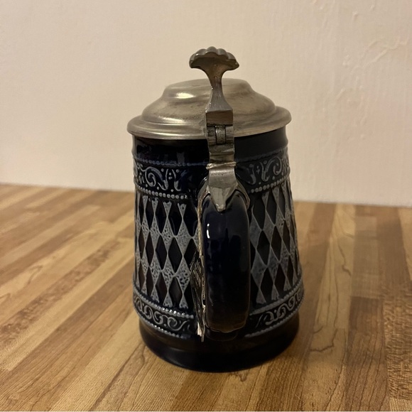 Rein Zinn Blue/white Ceramic Pewter Lid Beer Stein/Barware/Home Decor/Man Cave - Picture 2 of 9